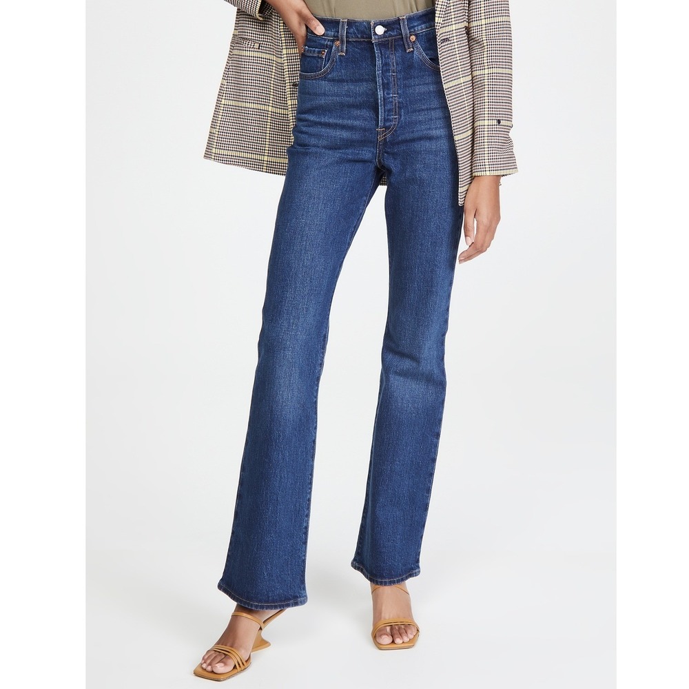 Levi's Ribcage Boot "Turn Up" Bootcut Button Fly High Rise Blue Jeans - 25*33